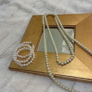 Elegant Opera length Pearl Necklace